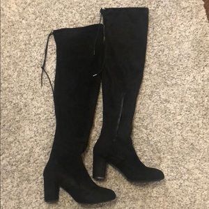 ❤️ Sexy black lace back over the knee boots 👢